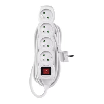 Verlängerungskabel mit Schalter 4-fach 5m weiß