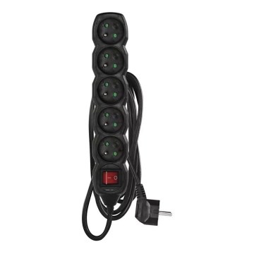 Verlängerungskabel mit Schalter 5-fach 3m schwarz