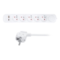 Verlängerungskabel mit Schalter, 5 Steckdosen und USB-A-/USB-C-Ladeanschlüssen, 3 m Kabellänge