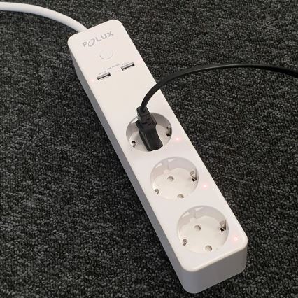 Verlängerungskabel SMART mit Schalter 1,5m + 2xUSB/Wi-Fi Tuya SCHUKO