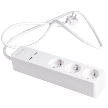 Verlängerungskabel SMART mit Schalter 1,5m + 2xUSB/Wi-Fi Tuya SCHUKO