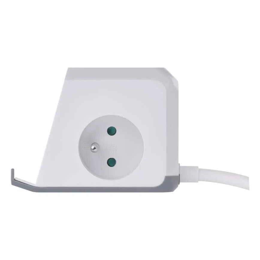 Verlängerungskabel-Würfel mit kabelloser Aufladung QI 2Z +2xUSB-A+1xUSB-C 2m weiß