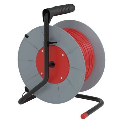 Verlängerungskabeltrommel mit 4 Steckdosen 25m grau/rot