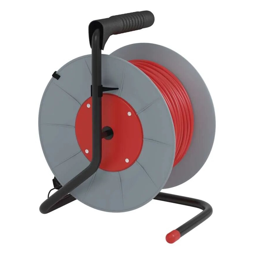Verlängerungskabeltrommel mit 4 Steckdosen 25m grau/rot