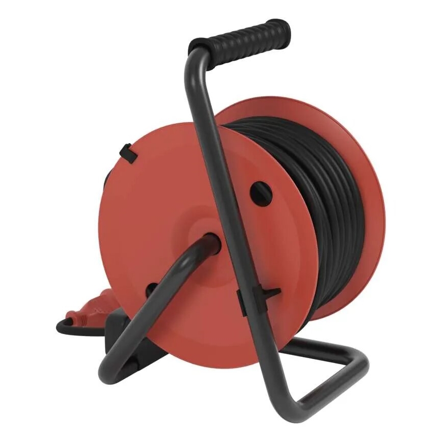 Verlängerungskabeltrommel mit 4 Steckdosen 25m IP44 rot