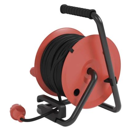 Verlängerungskabeltrommel mit 4 Steckdosen 25m IP44 rot