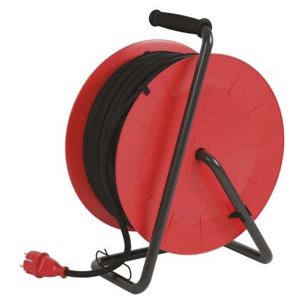 Verlängerungskabeltrommel mit 4 Steckdosen 50m rot IP44
