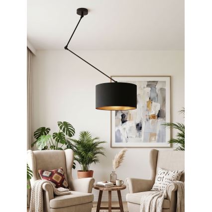 Verstellbare LED-Hängeleuchte an Stange GORTA 1xE27/60W/230V schwarz/gold