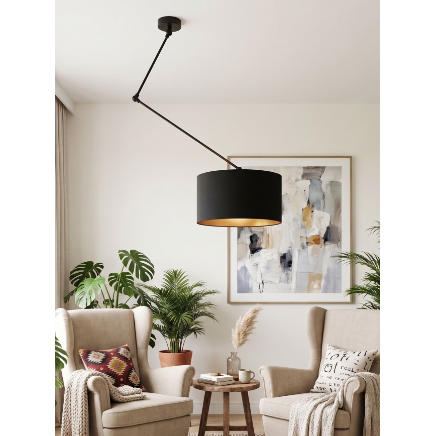 Verstellbare LED-Hängeleuchte an Stange GORTA 1xE27/60W/230V schwarz/gold