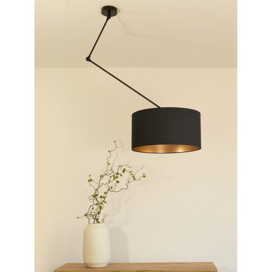 Verstellbare LED-Hängeleuchte an Stange GORTA 1xE27/60W/230V schwarz/gold