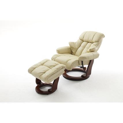 Verstellbarer Relaxsessel HABI, Creme/Nussbaum
