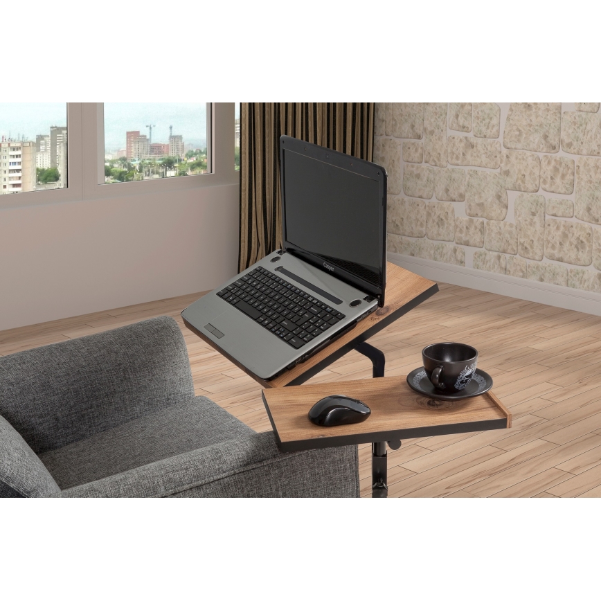 Verstellbarer Tisch GLEN 87x67 cm braun/schwarz