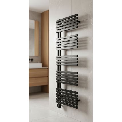 Vertaduro - Badezimmerheizkörper MICHELLE mit Thermostat, 600 W, 129 x 50 cm, schwarz