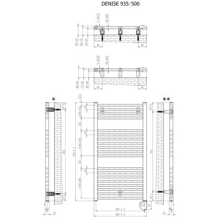Vertaduro - Badezimmerheizkörper mit Thermostat DENISE 400W 94x50 cm taupe