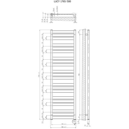 Vertaduro - Badezimmerheizkörper mit Thermostat LUCY 800W 177x50 cm anthrazit