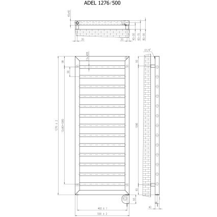 Vertaduro - Badheizkörper mit Thermostat ADEL 600W 128x50 cm Anthrazit