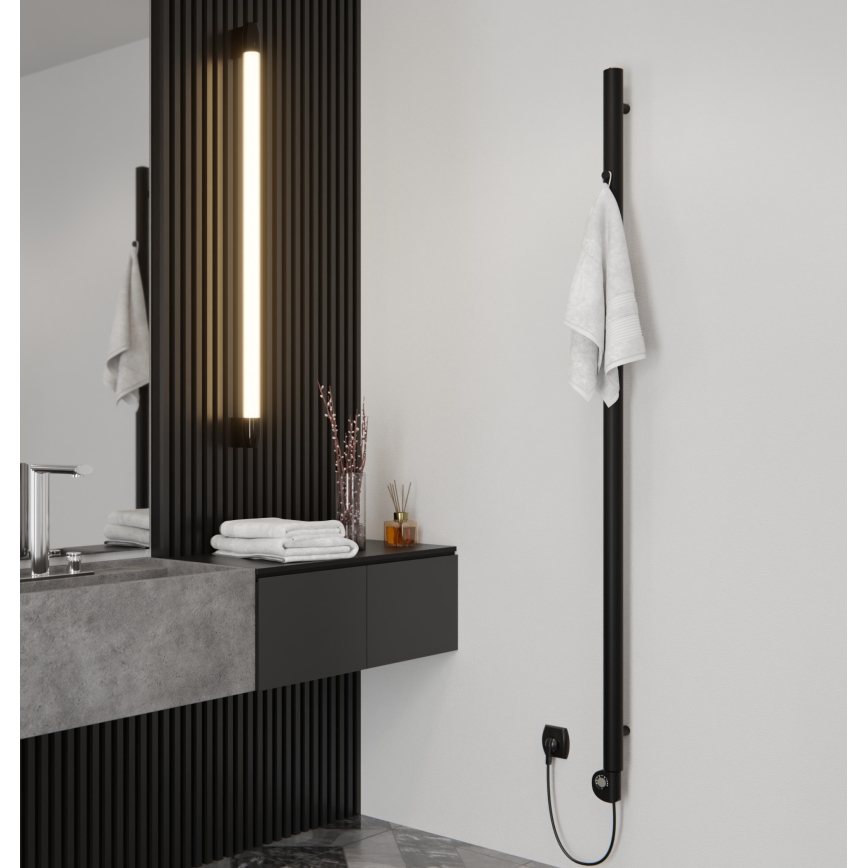 Vertaduro - Badheizkörper mit Thermostat ERDA 400 W 180 x 5 cm schwarz