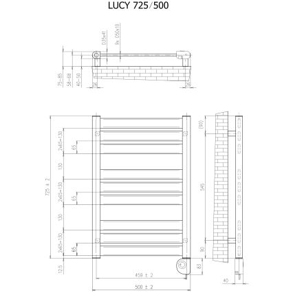 Vertaduro - Badheizkörper mit Thermostat LUCY 400 W, 73 x 50 cm, Anthrazit