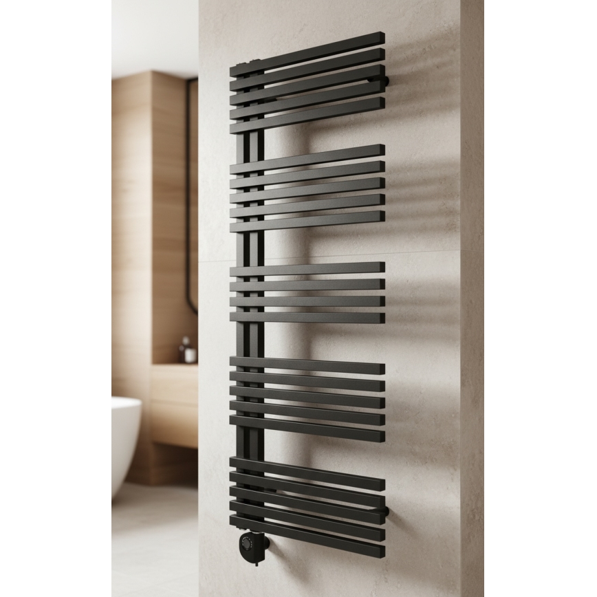 Vertaduro - Badheizkörper mit Thermostat MICHELLE 600 W 129 x 50 cm Anthrazit