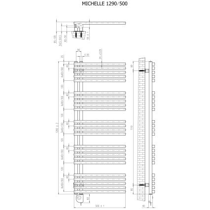Vertaduro - Badheizkörper mit Thermostat MICHELLE 600 W 129 x 50 cm Anthrazit