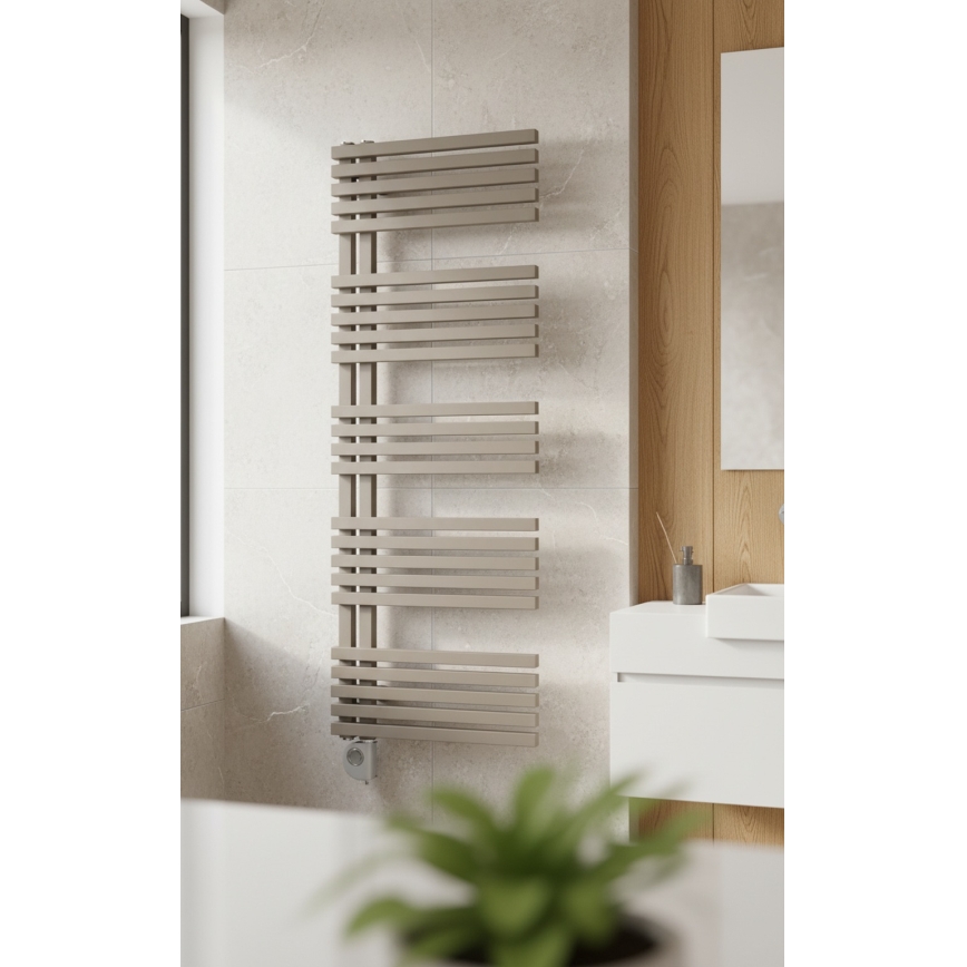 Vertaduro - Badheizkörper mit Thermostat MICHELLE 600W 129x50 cm taupe