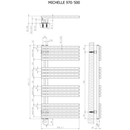 Vertaduro - Badheizkörper mit Thermostat MICHELLE 600W 97x50 cm Anthrazit