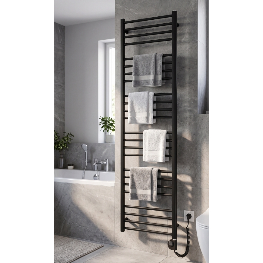 Vertaduro - Badheizkörper mit Thermostat SIMONE 600W 174x50 cm schwarz
