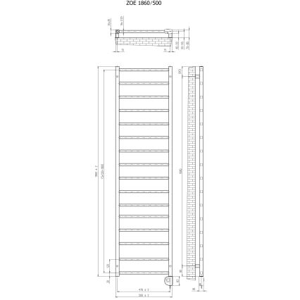 Vertaduro - Badheizkörper mit Thermostat ZOE 400W 186x50 cm taupe