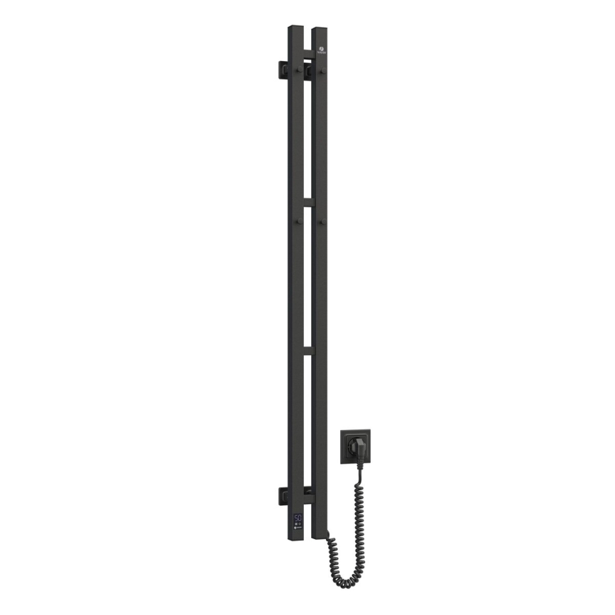 Vertaduro - Elektrischer Handtuchheizkörper mit Thermostat VEO 70W/230V 120x9 cm IP44 schwarz rechts