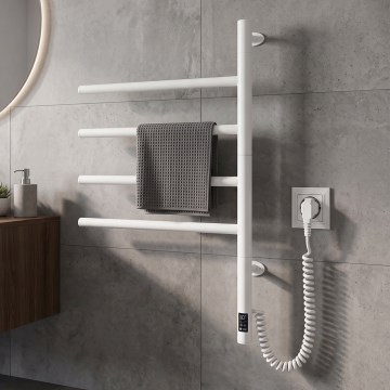 Vertaduro - Elektrischer schwenkbarer Handtuchwärmer mit Thermostat ARA 60W/230V 65x49 cm IP44 weiß