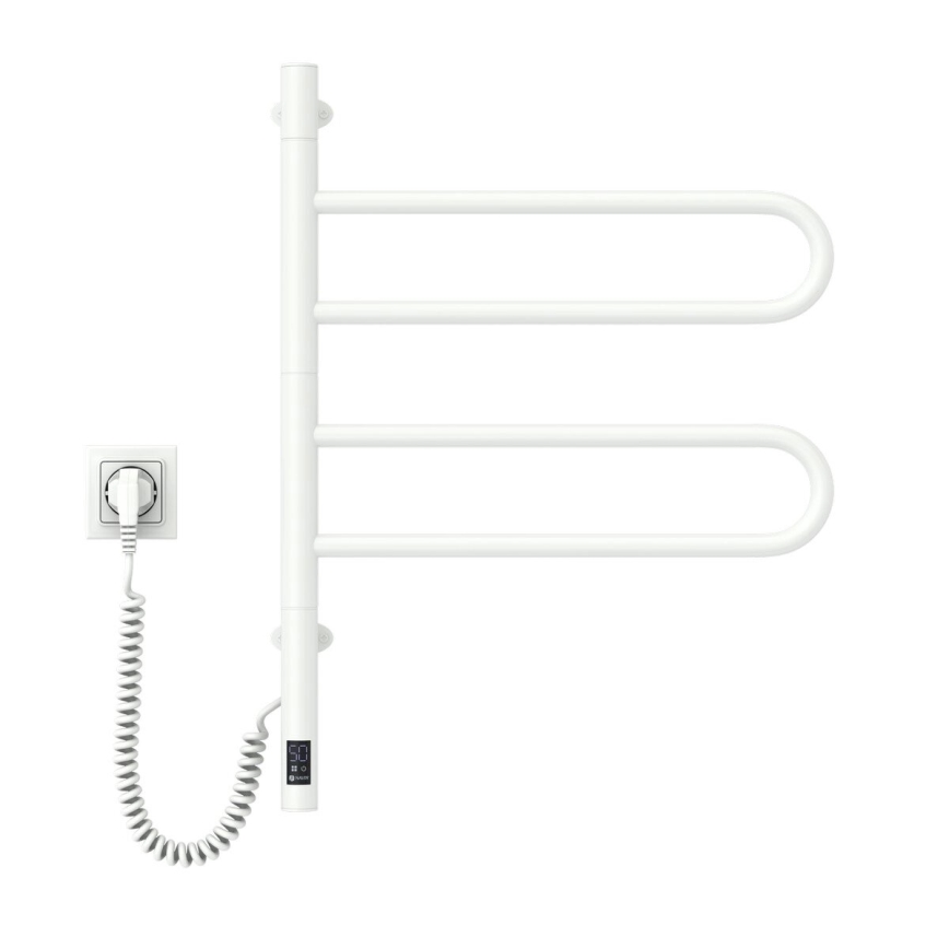 Vertaduro - Elektrischer schwenkbarer Handtuchwärmer mit Thermostat ELA 60W/230V 65x49 cm IP44 weiß