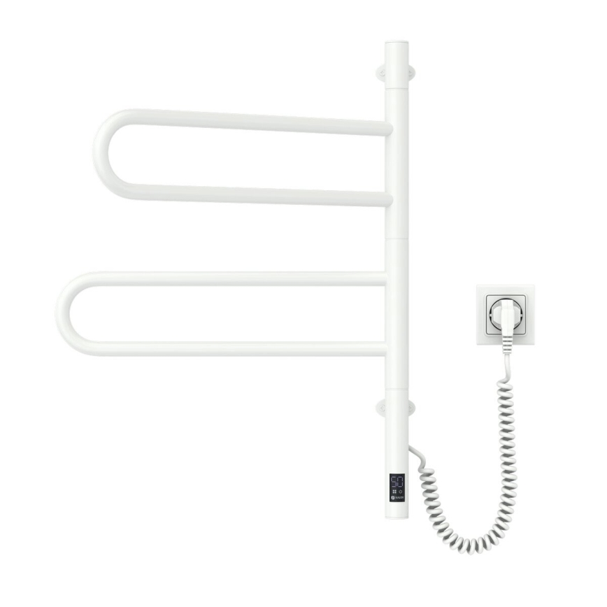 Vertaduro - Elektrischer schwenkbarer Handtuchwärmer mit Thermostat ELA 60W/230V 65x49 cm IP44 weiß