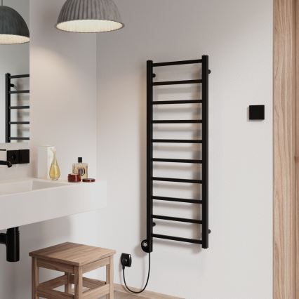 Vertaduro - ZOE Badezimmerheizkörper mit Thermostat 400W 114x40 cm schwarz