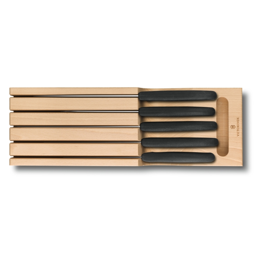 Victorinox - 6-teiliges Küchenmesserset mit Organizer, Buche/Beige