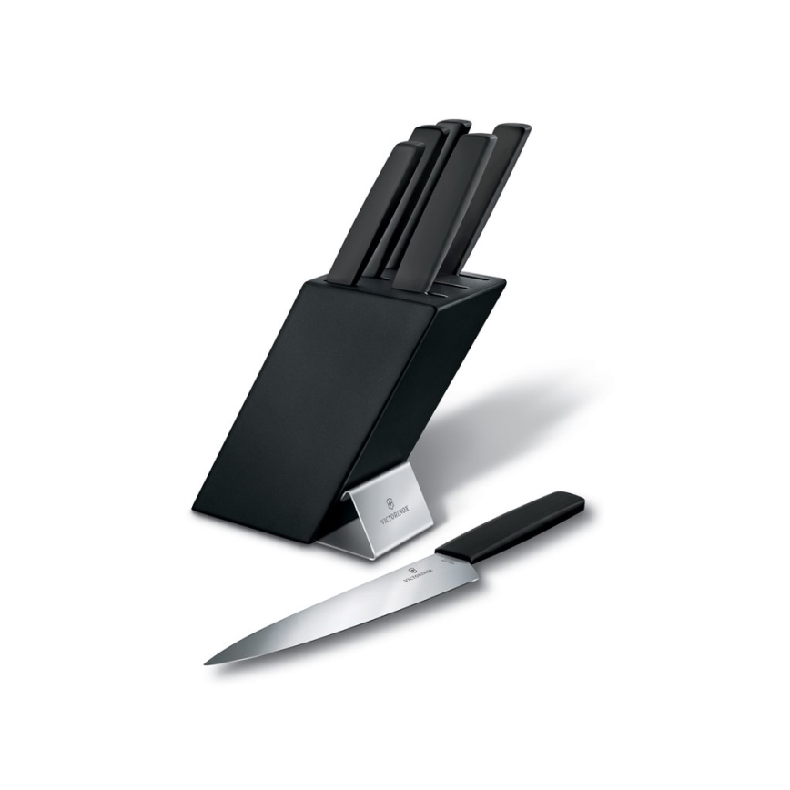 Victorinox - Küchenmesserset im Messerblock SWISS MODERN 7-tlg. Buche/schwarz