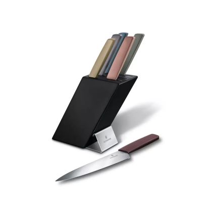 Victorinox - Messerset mit Messerblock SWISS MODERN, 7-tlg., Buche/mehrfarbig