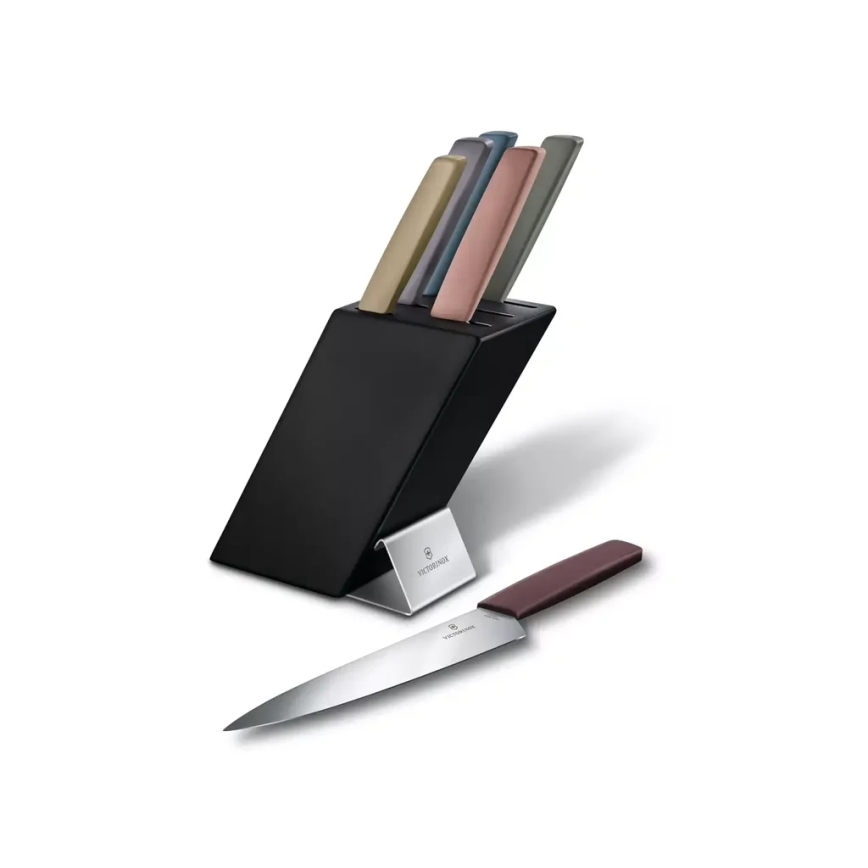 Victorinox - Messerset mit Messerblock SWISS MODERN, 7-tlg., Buche/mehrfarbig