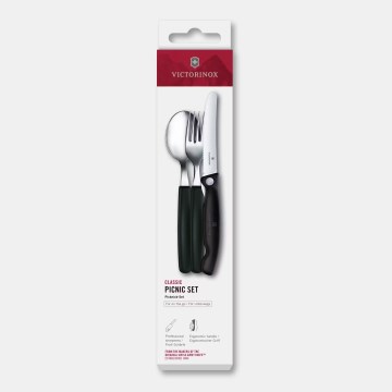 Victorinox - Picknick-Besteckset SWISS CLASSIC, 3-teilig, schwarz