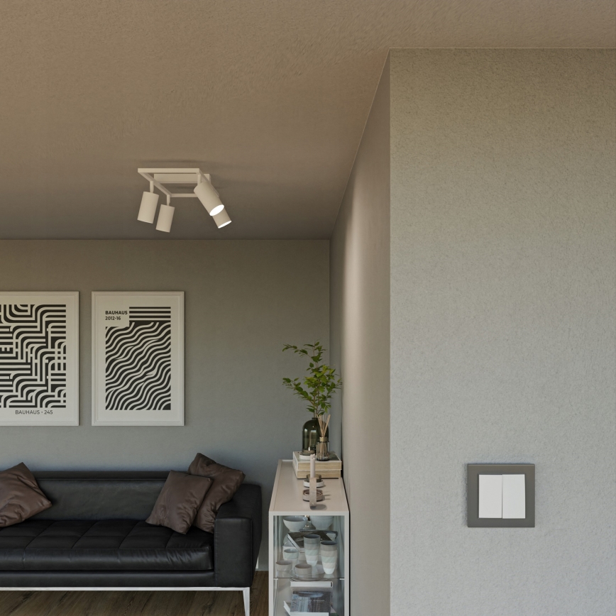 Vierflammiger Deckenstrahler, 4x GU10, 30 W, 230 V, weiß