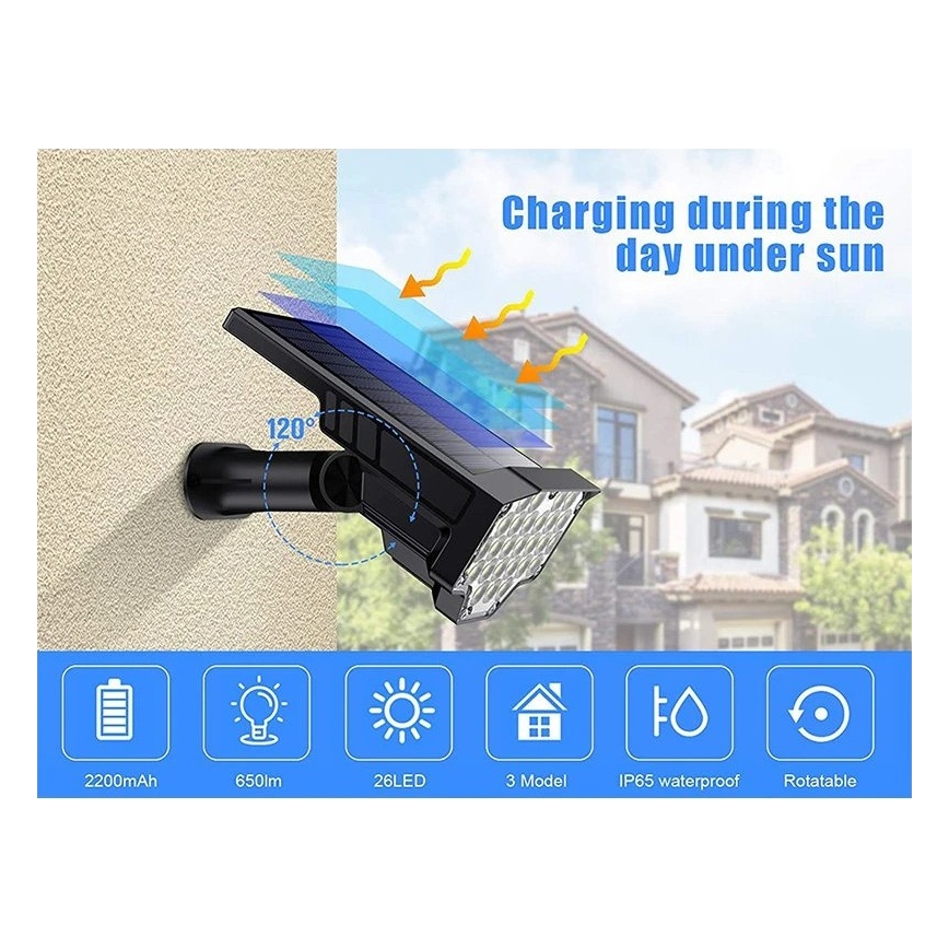 Viking - LED Solarleuchte LED/1W/3,7V IP65 6000K 2200 mAh