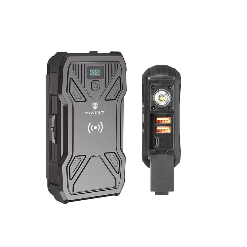 Viking - Powerbank mit integrierter LED-Taschenlampe, kabelloser Ladefunktion und Solarpanel, Power Delivery 22,5 W / 20000 mAh