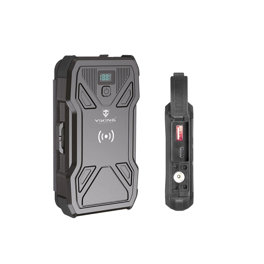 Viking - Powerbank mit LED-Taschenlampe, kabellosem Laden und Solarpanel, Power Delivery 22,5 W / 10.000 mAh