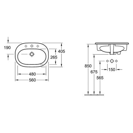 Villeroy & Boch 416156R1 - Einbauwaschbecken O.NOVO 56x41 cm Keramik/weiß