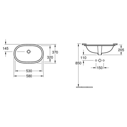 Villeroy & Boch 41625001 - Einbauwaschbecken O.NOVO 53x32 cm Keramik/weiß