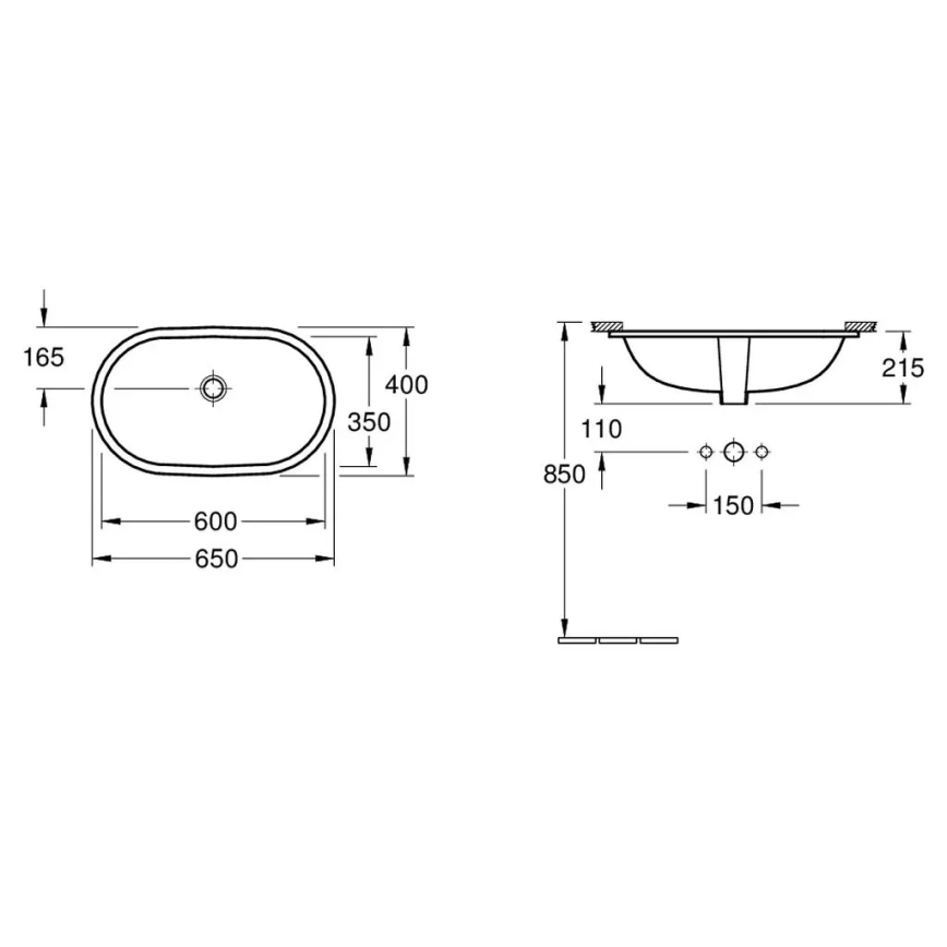 Villeroy & Boch 41626001 - Einbauwaschbecken O.NOVO 60x35 cm Keramik/weiß