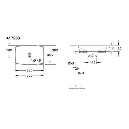 Villeroy & Boch 417258BCT8 - Aufsatzwaschbecken ARTIS 58 x 38,5 cm Keramik/Schwarz