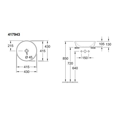 Villeroy & Boch 417943R1 - Aufsatzbecken ARTIS Ø 43 cm Keramik/weiß