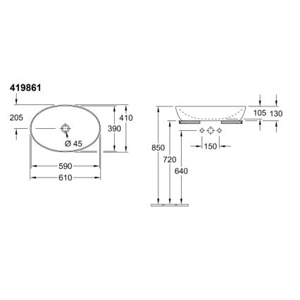 Villeroy & Boch 41986101 - Aufsatzwaschbecken ARTIS 61 x 41 cm Keramik/weiß