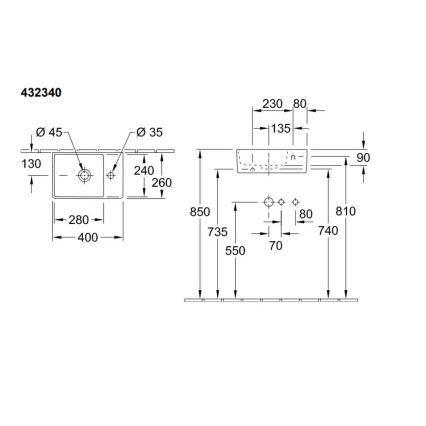Villeroy & Boch 43234001 - Wandwaschbecken MEMENTO 40 x 26 cm, Keramik/weiß