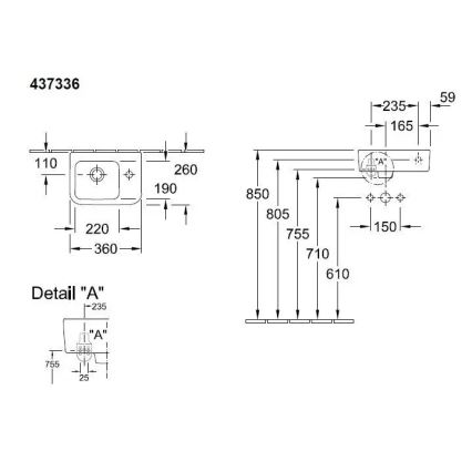 Villeroy & Boch 43733601 - Hängewaschbecken ARCHITECTURA 36x26 cm Keramik/weiß